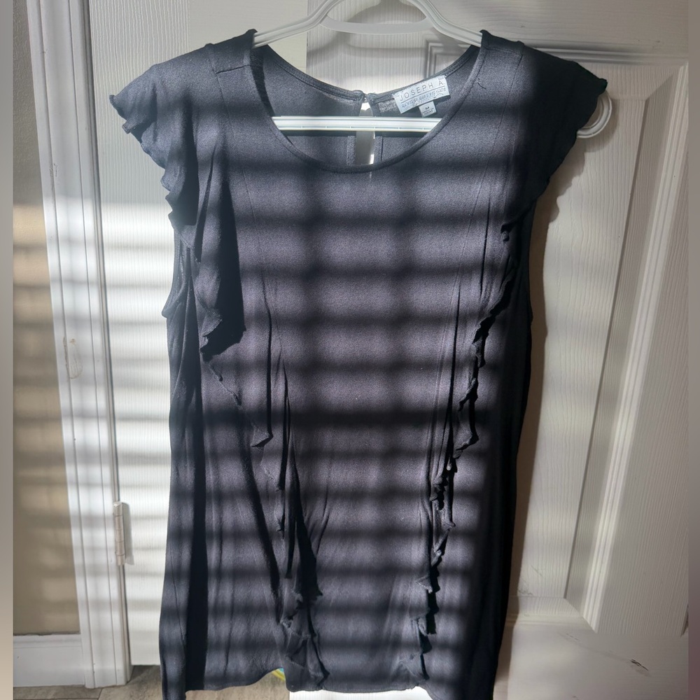Black Sleeveless Top with Ruffle Details